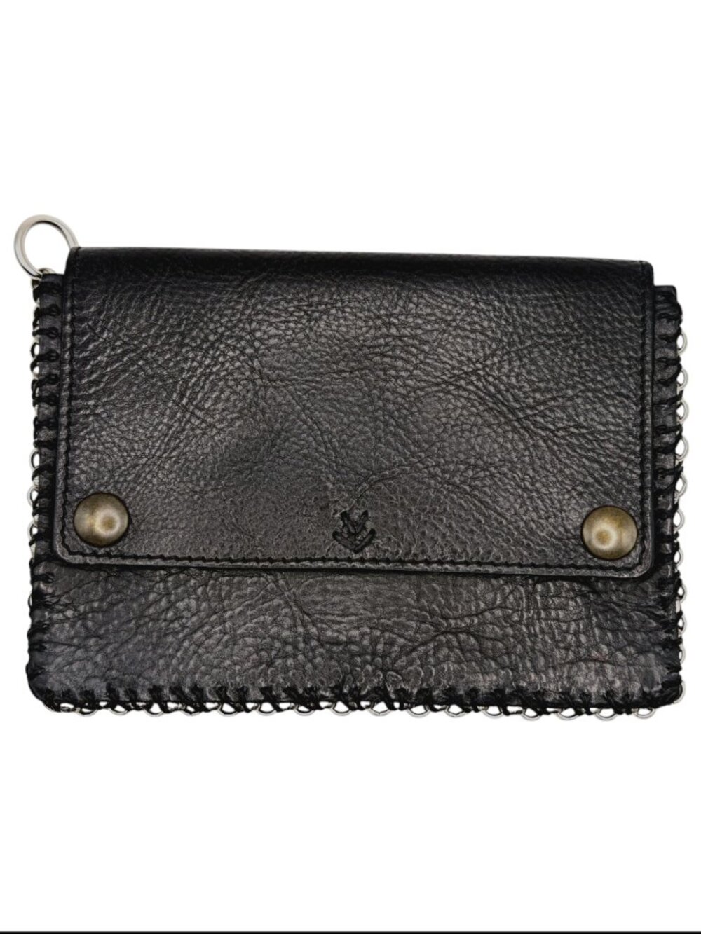 John Varvatos Black Leather Chain Wallet Biker Handmade Italy Rare